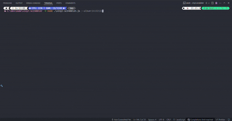 💽 CLI | vinyl-scrobbler